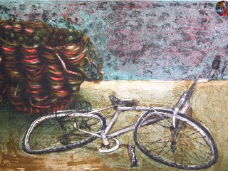 021 - Cesto e bicicletta - cm. 50x70 - Litografia (Lithography)